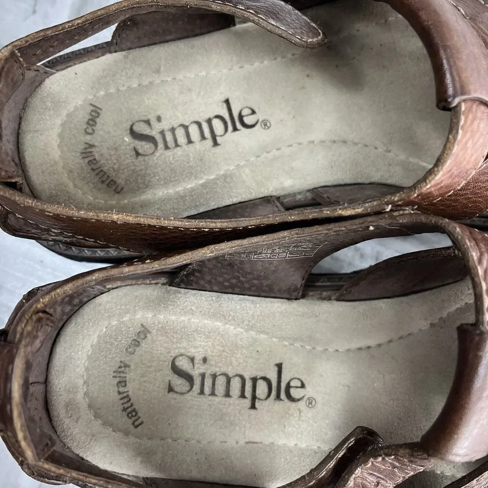 Simple Shoes Men's Size 9 Brown Leather Comfort Fisherman Sandals